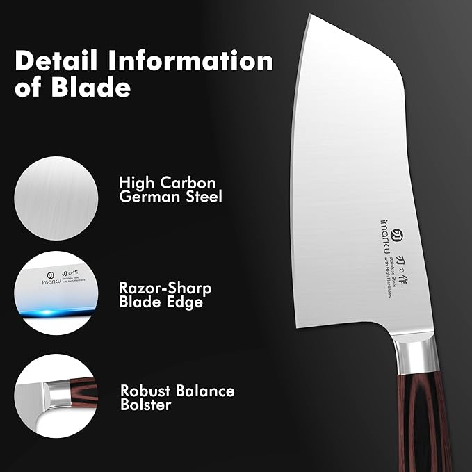 imarku 7 Inch Meat Cleaver Knife,Japanese SUS440A High Carbon Stainless Steel Butcher Knife with Ergonomic Handle,Ultra Sharp Vegetable Kitchen Knife for Home,Fathers Day