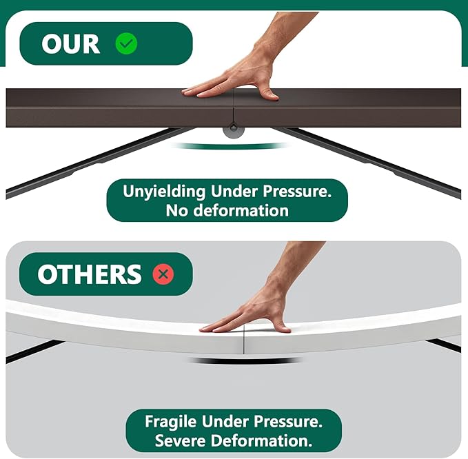 6FT Folding Table, Heavy Duty Plastic Fold-in-Half Utility Table with Handle, Portable Camping Picnic Table with Steel Legs for Indoor Outdoor Party, Dining, Brown,2 Pack
