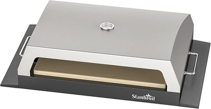 Stanbroil Pizza Oven Attachment for Blackstone 22, 28 & 36 Inch Griddles | 19" x 15" Pizza Stone, Built-In Temperature Gauge, Large Cooking Surface for Outdoor Pizza
