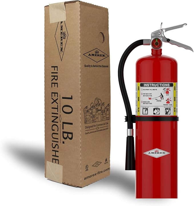 Amerex B456, 10 lb. ABC Dry Chemical Multi-Purpose Fire Extinguisher with Wall Bracket