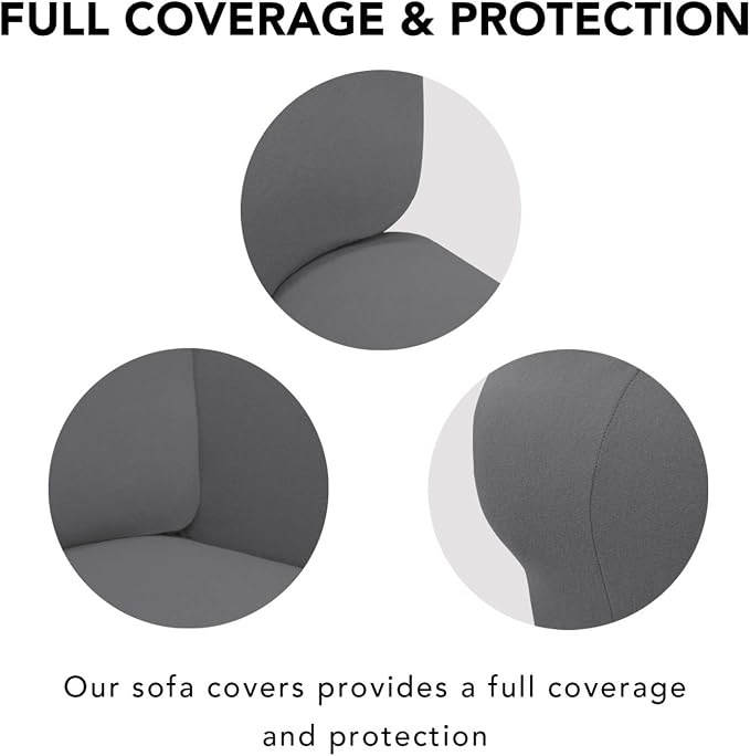 PureFit Stretch Oversized Couch Covers Fleece Sofa Slipcovers Gray | 1-Piece Sofa Cover Washable Soft Couch Protector, Couch Slipcover with Non Skid Foam and Elastic Bottom for Kids, Dogs