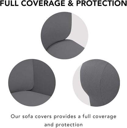 PureFit Stretch Oversized Couch Covers Fleece Sofa Slipcovers Gray | 1-Piece Sofa Cover Washable Soft Couch Protector, Couch Slipcover with Non Skid Foam and Elastic Bottom for Kids, Dogs