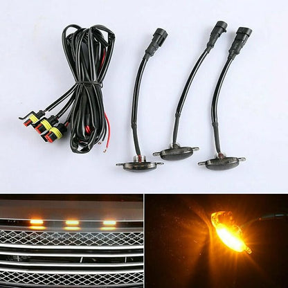 compatible with 3 Pieces Car Led Grille Lights,Compatible Compatible with Chevrolet Colorado 2017 2018 2019 2020 Grill Yellow Lens Amber LED Running with Wiring Harness Raptor Style Lamp