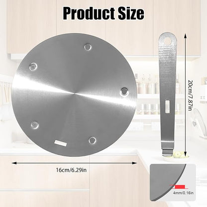 Longzhuo Heat Diffuser Plate, Grouarty Stainless Steel Induction Plate, Induction Cooktop Converter Plate with Handle, for Electric Gas Glass Cooktop Hob Ring (6.29 inches (16 cm))