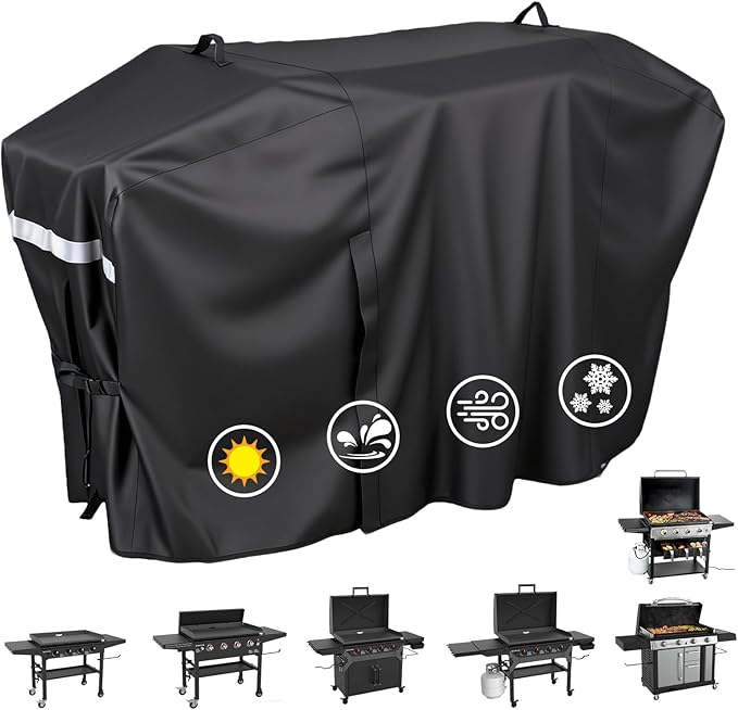 Utheer Grill Cover for Blackstone 36 Inch Griddle with Hood, 5482 Cover 600D Waterproof Heavy Duty Flat Top Grill Cover, Full-Length Outdoor Griddle Cover with Zipper and Adjustable Buckles, Black