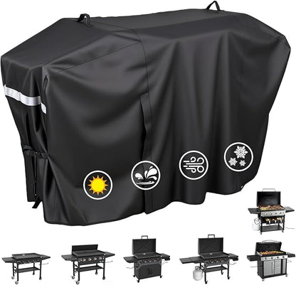 Utheer Grill Cover for Blackstone 36 Inch Griddle with Hood, 5482 Cover 600D Waterproof Heavy Duty Flat Top Grill Cover, Full-Length Outdoor Griddle Cover with Zipper and Adjustable Buckles, Black