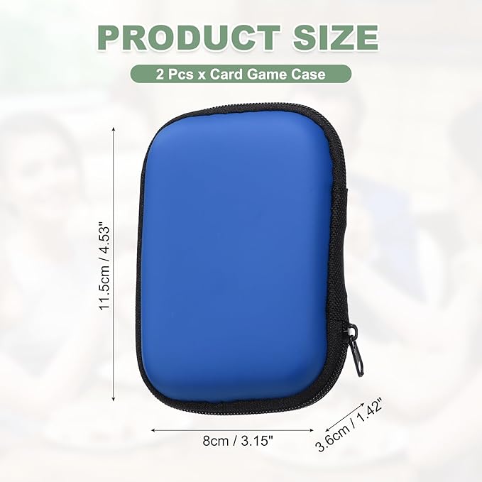 2Pcs Card Game Case, Soft Cloth Playing Waterproof Card Storage Travel Game Case Compatible for Outdoor Gaming Camping, Dark Blue