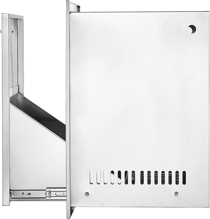 VEVOR Outdoor Kitchen Trash Drawer 16"W x 24.4"H x 16"D Inch, Outdoor Kitchen Propane Tank Drawer, Stainless Steel Pull Out Trash Drawer, with Handle for BBQ Island Trash Bin, Trash Can Pull Out