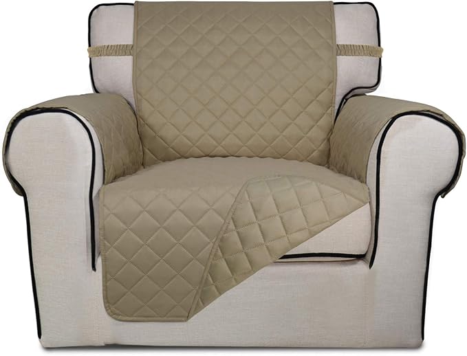 PureFit Reversible Chair Sofa Cover Dog Couch Covers for Sofa, 25.5 in | Beige/Beige, Water Resistant Couch Protector, Washable Pet Couch Cover with Non Slip and Elastic Straps For Kids