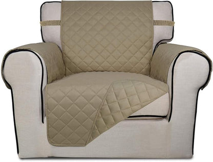 PureFit Reversible Chair Sofa Cover Dog Couch Covers for Sofa, 25.5 in | Beige/Beige, Water Resistant Couch Protector, Washable Pet Couch Cover with Non Slip and Elastic Straps For Kids