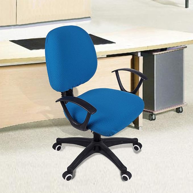 Smiry Office Computer Chair Covers for Desk Rotating Chair Protector | Stretch Jacquard Removable Washable Universal Slipcovers, Seat + Backrest Cover, Ocean