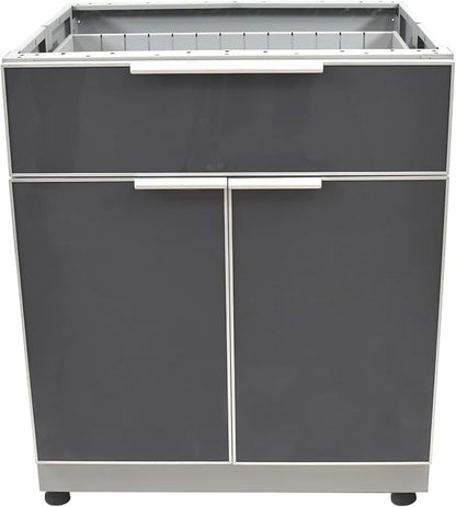 Blue Sky Outdoor Living 3-Piece Stainless Steel Outdoor Kitchen Combo Set – 2X 2 Door Cabinet, 1x 1 Drawer, 2 Door Cabinet, 1x Pull-Out Trash System, 3X 26 Standard Countertops