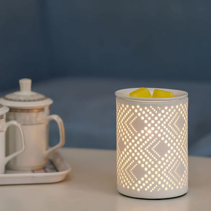 PALANCHY Wax Melt Warmer Ceramic Oil Burner Electric Candle Wax Warmer Burner Melter Fragrance Warmer for Home Office 2 Bulbs Included Gift Box Packaged (Ceramic Diamond) | Ceramic Build Wax Melter With 2 Bulbs 25W & Removable Dish. Oil Warmer Wax Burn...