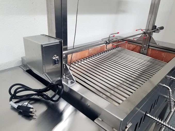 Charcoal Outdoor BBQ, Stainless Steel #430 Body and #304 Grates, Rotisserie Parrilla Santa Maria/Argentine Grill Spit