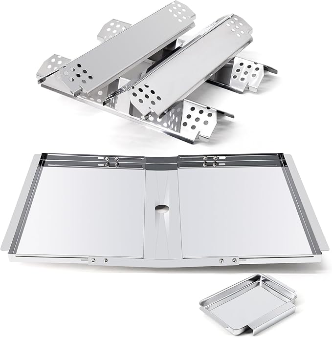 Replacement Parts for Nexgrill 720-0830H 720-0830X 720-0783E & Grillmaster 720-0697 720-0737, Grill Heat Plates & Drip Pan Grease Tray for Home Depot Nexgrill 4 Burner 720-0830H