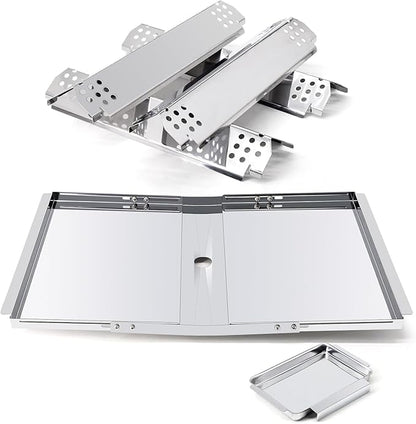 Replacement Parts for Nexgrill 720-0830H 720-0830X 720-0783E & Grillmaster 720-0697 720-0737, Grill Heat Plates & Drip Pan Grease Tray for Home Depot Nexgrill 4 Burner 720-0830H