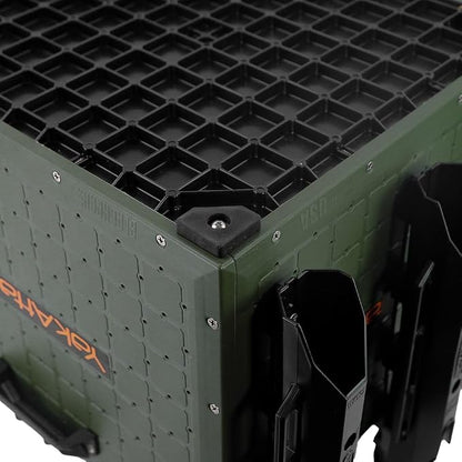 YakAttack BlackPak Pro Kayak Fishing Crate - Ranger Green | 16" x 16" Riggable Kayak Gear Storage System with Hinged Lid, GridLoc Mount Panels & 6 TetherTube Rod Holders | Lightweight Tankwell Crate