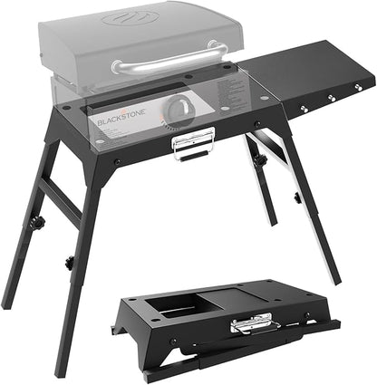 Foldable and Portable Stand for Blackstone 17" & 22" Griddles | Heavy-Duty Outdoor Grill Table with Adjustable Legs, Side Shelf, Utensil Hooks, BBQ Stand for Camping, Tailgating, Backyard
