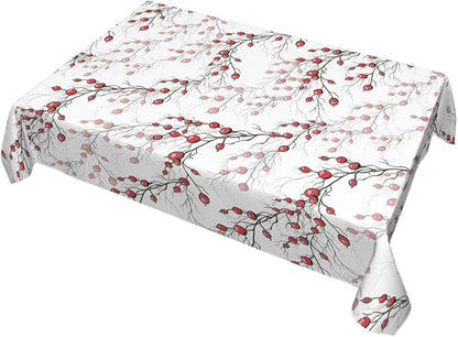 Decorative Rectangle Table Cloths Red Berries of Holly Without Leaf Tablecloth Table Cover for Dining/BBQ/Picnic/Coffee Table 52 X 70 Inches