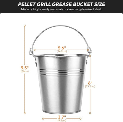 Stanbroil Grill Grease Bucket for Traeger/Pit Boss Outdoor BBQ, 10-Pack with Heat-Resistant Liners, Silver