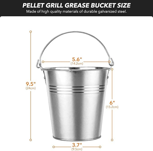 Stanbroil Grill Grease Bucket for Traeger/Pit Boss Outdoor BBQ, 10-Pack with Heat-Resistant Liners, Silver
