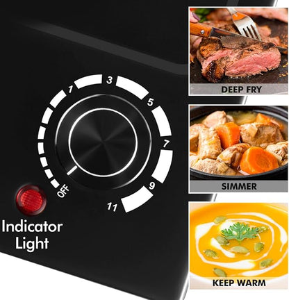 CUSIMAX Single Burner Electric Hot Plate, 1500W, Stainless Steel, Black | Adjustable Temperature/Works with All Cookware/Overheating Protection/Compact & Portable/Stainless Steel/Embeddable Design
