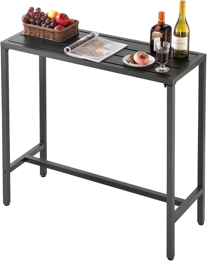 VEVOR Outdoor Bar Table, 39.4 x 15 in Patio Bar Table, Waterproof Top & Sturdy Metal Frame, Rectangle Counter Height Dining Tables, Outdoor Furniture for Balcony, Yard, Hot Tub, Poolside, Indoor | Waterproof Top, Sturdy Metal Frame, Counter Height Dini...