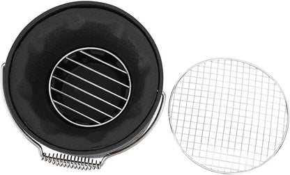 Hibachi Grill, Aluminum Stainless Steel Handle Portable Barbecue Stove Fast Even Heating Charcoal Stove with Grill Pan for Barbecue Tea Making (Small Size)