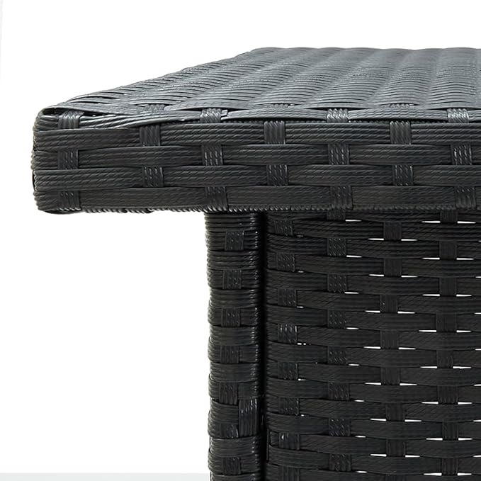 Modular Corner Bar Table with Storage Shelves Black PE Rattan for Dining Room Kitchen and Outdoor Use