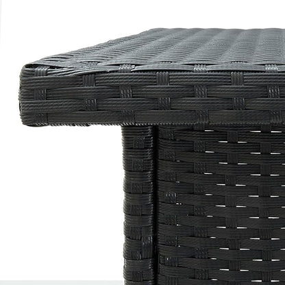 Modular Corner Bar Table with Storage Shelves Black PE Rattan for Dining Room Kitchen and Outdoor Use