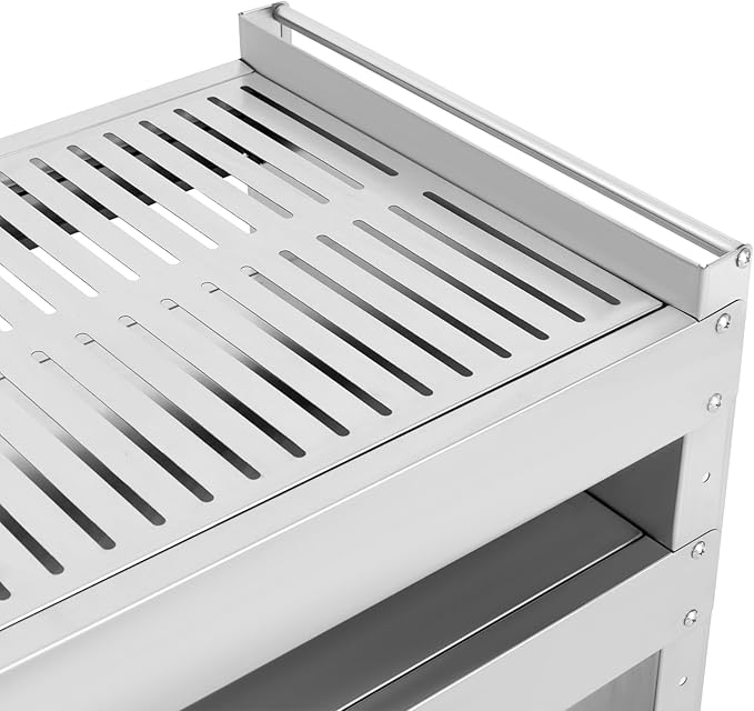 Coal Charcoal Grill with Storage Table and Wheels, BBQ Serving Cart Cooking Space, Heavy Duty Stainless Steel Charcoal BBQ Grill Barbecue Stand for Outdoor Backyard Patio Picnic Parties Camping