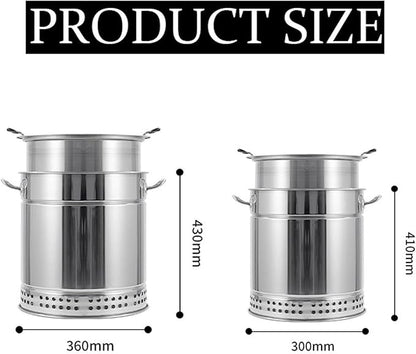 Stainless Steel Indoor Charcoal BBQ Stove,Vertical Smokeless Charcoal BBQ Barrel Grill,360° Roasting All Round Roasting Oven with Handle for Travel Camping Picnic Patio Backyard(28pcs)