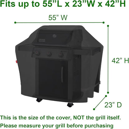 Outdoor Waterproof Grill Cover,Fits Master Cook 3 Burner BBQ Gas Grill, Monument 4 & 3 Burner Gas Grill,Blackstone Original 28” Griddle,Char-Broil: Pro Series 2-Burner Gril,Heavy Duty BBQ Cover 55"