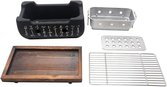 Japanese Style Barbecue Grill Portable Food Charcoal Stove/BBQ Plate Household Barbecue Tools Accessories (BBQ Grill (24X12.5cm))