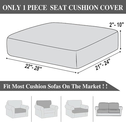 LA MEACK Couch Cushion Cover Seat Cushion Cover Stretch Armchair Cover Separate Sectional Sofa Slipcovers Furniture Protector(1 Piece for Seat or Sofa Backrest, Light Grey)