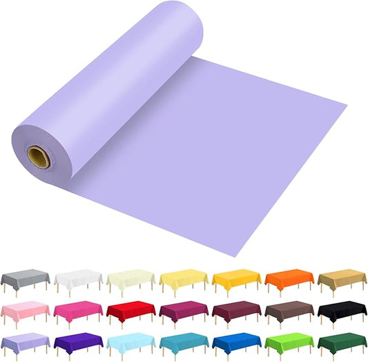 54 Inch X 100 Feet Plastic Table Cover Roll Premium Disposable Plastic Tablecloth for All Type/Shape Tables | Picnic, Party, Banquet, Birthdays, Weddings (Light Purple, 54 Inch X 100 Feet)