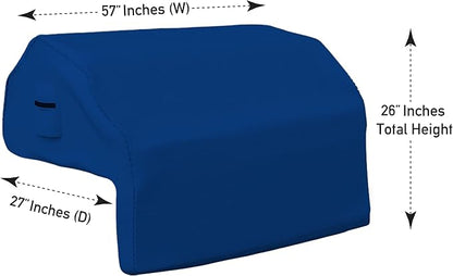 Covers & All Built-in Grill Cover for Outdoor Grill – Heavy Duty 18 oz Waterproof Built-in BBQ Grill Cover, PVC-Coated Polyester with Elastic Hem for Snug Fit (57 x 27 x 26 inches, Blue)