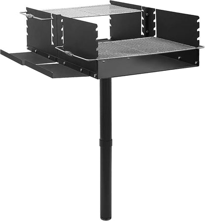 Park Style Charcoal Grill,Double Layer Portable Park BBQ Grill,Heavy Duty w/4 Gears Adjustable Table Height Cooking Grate For Commercial And Outdoor Cooking, Rv Cooking, Camping, Tailgating, Black