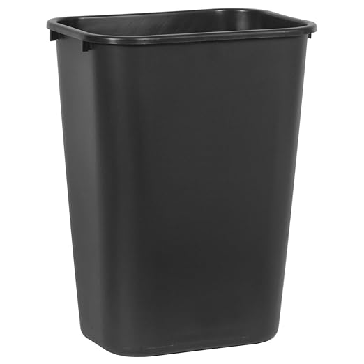 Rubbermaid Commercial Products Deskside Wastebasket/Trash Can, 10.25-Gallon/41-Quart, Black, Plastic, Garbage Can for Home/Office, Fits Under Desk/Sink/Cabinet, Pack of 4