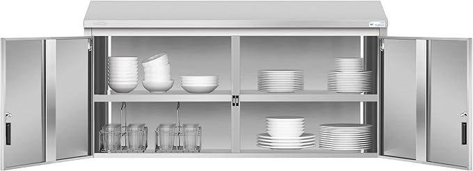 KoolMore 60 in. Stainless Steel Wall Cabinet with Hinged Doors, NSF Certified (KM-WMC-1560-S)