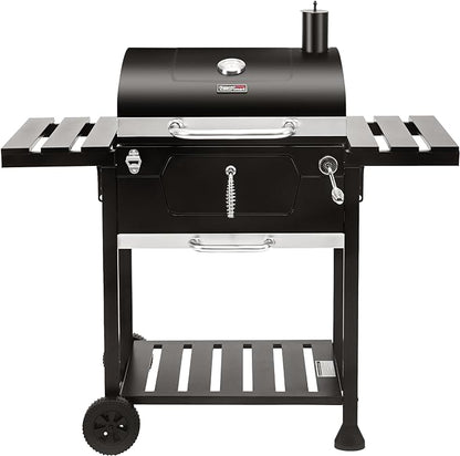 Royal Gourmet CD1824EN 24-Inch Movable Charcoal Grill with Foldable Side Tables, Outdoor Barbecue Grill with 490 Sq. In. Cooking Area for Outdoor Picnic and Camping Grilling, Black
