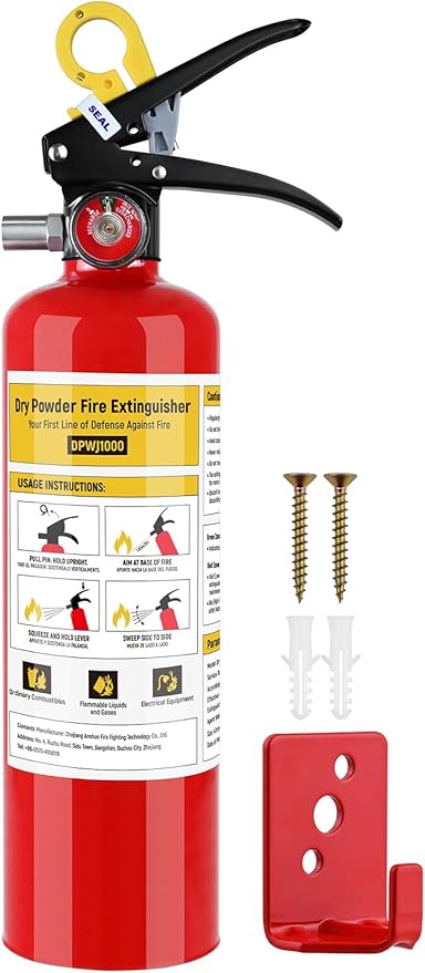 ABC Fire Extinguisher for Home- 1-A:10-B:C Rated Dry Chemical Extinguisher, Extintor Para Carro Fire Safety Equipment with Quick-Release Handle for Kitchen, Business, Vehicle