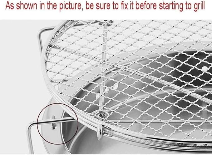 Outdoor Charcoal Grill Stainless Steel Portable Charcoal Grill Barbecue Cooking Stove Round BBQ Grill for Outdoor Picnic Cooking BBQ Grill Barbecue Grill Grill