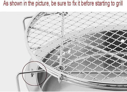 Outdoor Charcoal Grill Stainless Steel Portable Charcoal Grill Barbecue Cooking Stove Round BBQ Grill for Outdoor Picnic Cooking BBQ Grill Barbecue Grill Grill