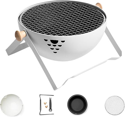 BBQ Grill Charcoal - Foldable Portable Small Stove - Barbeque Grill with Anti-Scalding Handle | for Outdoor Garden Table Travel Picnic Pan-Fried Meat Tea Brewing Hot Pot Cooking