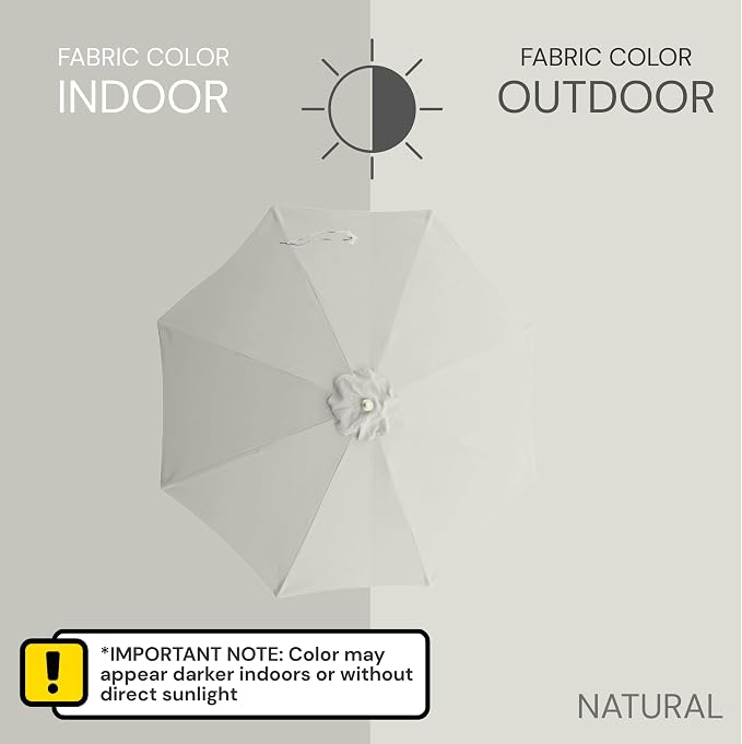 Formosa Covers 9ft 6 Ribs Market Patio Umbrella Replacement Canopy - Top Canvas - 600D UV Protective and Water Resistant Umbrella Fabric - Premium Replacement Canopy Cover ONLY (Natural)