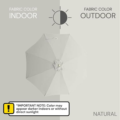 Formosa Covers 9ft 6 Ribs Market Patio Umbrella Replacement Canopy - Top Canvas - 600D UV Protective and Water Resistant Umbrella Fabric - Premium Replacement Canopy Cover ONLY (Natural)
