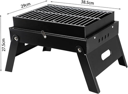 Portable Charcoal Barbecue Grill, Mini Stainless Steel Compact Grill for Travel, Outdoor Cooking and BBQ, Camping Grill Picnic Patio Backyard