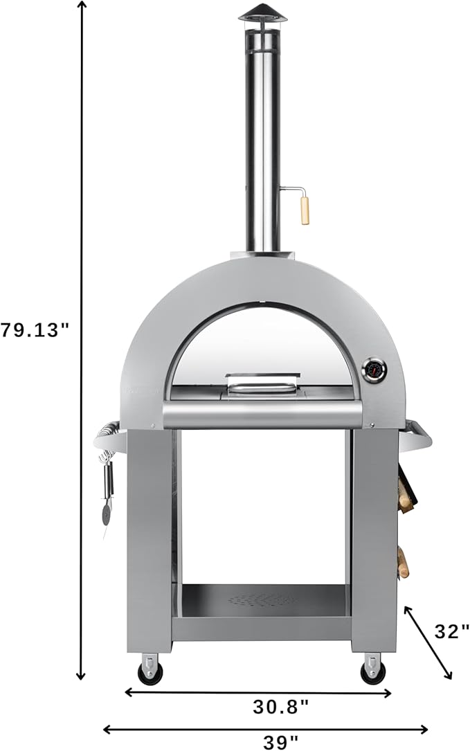 KoolMore 32 in. Outdoor Wood Fired Pizza Oven in Stainless-Steel (KM-OKS-WFPO)