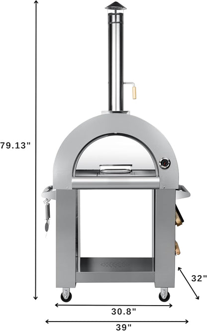 KoolMore 32 in. Outdoor Wood Fired Pizza Oven in Stainless-Steel (KM-OKS-WFPO)